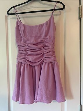 Lucy in the Sky Lilac Ruched Spaghetti-Strap Dress